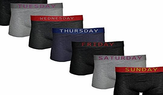 [Various, Medium - UK 33-35``] NEW 7 MULTIPACK MENS BOYS DAYS OF THE WEEK STRETCH COTTON BOXER SHORT TRUNKS